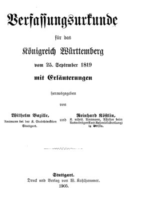Verfassungsurkunde für das Königreich Württemberg.