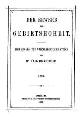 Der Erwerb der Gebietshoheit.