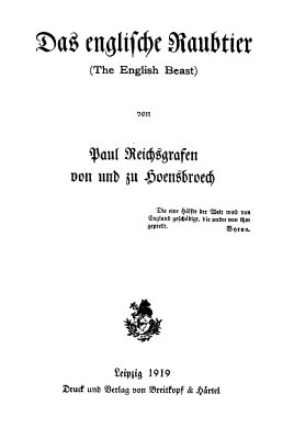 Das englische Raubtier.