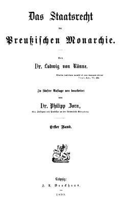Das Staatsrecht der Preußischen Monarchie. Erster Band.